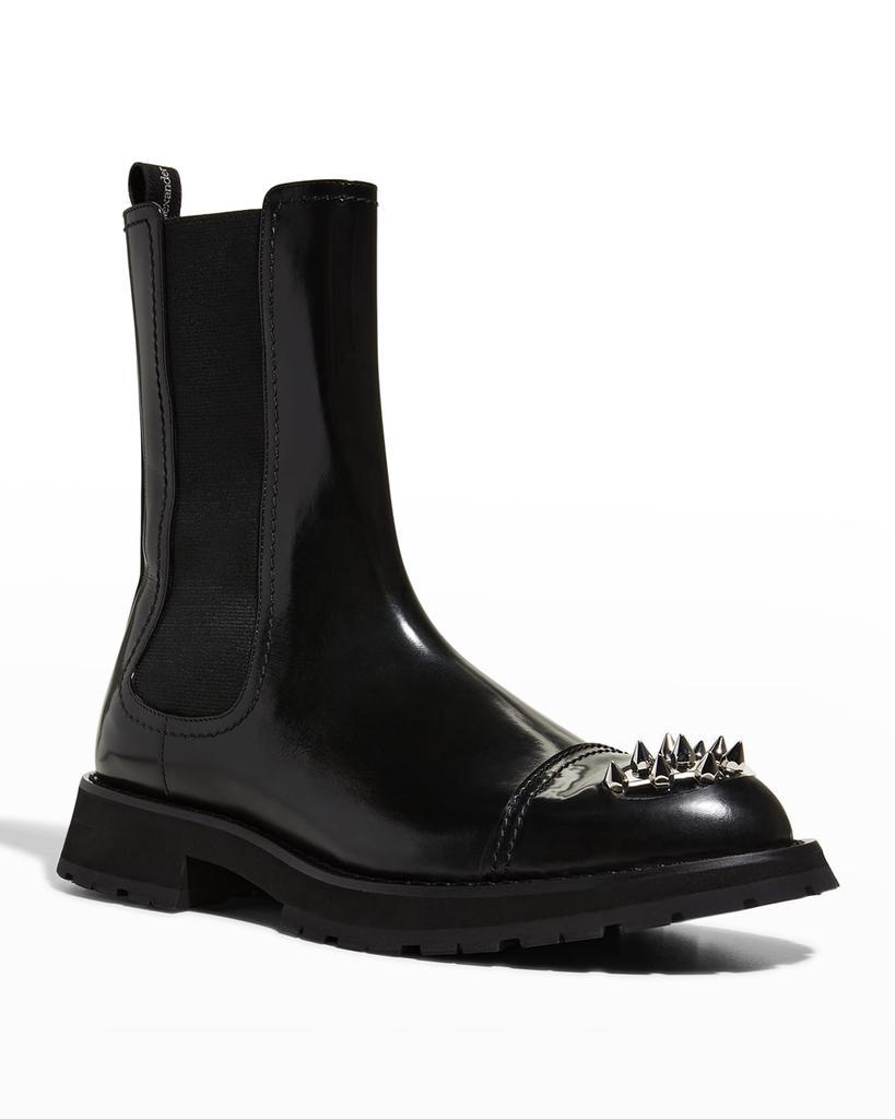 商品Alexander McQueen|Men's Spike-Toe Leather Combat Boots,价格¥6189,第4张图片详细描述