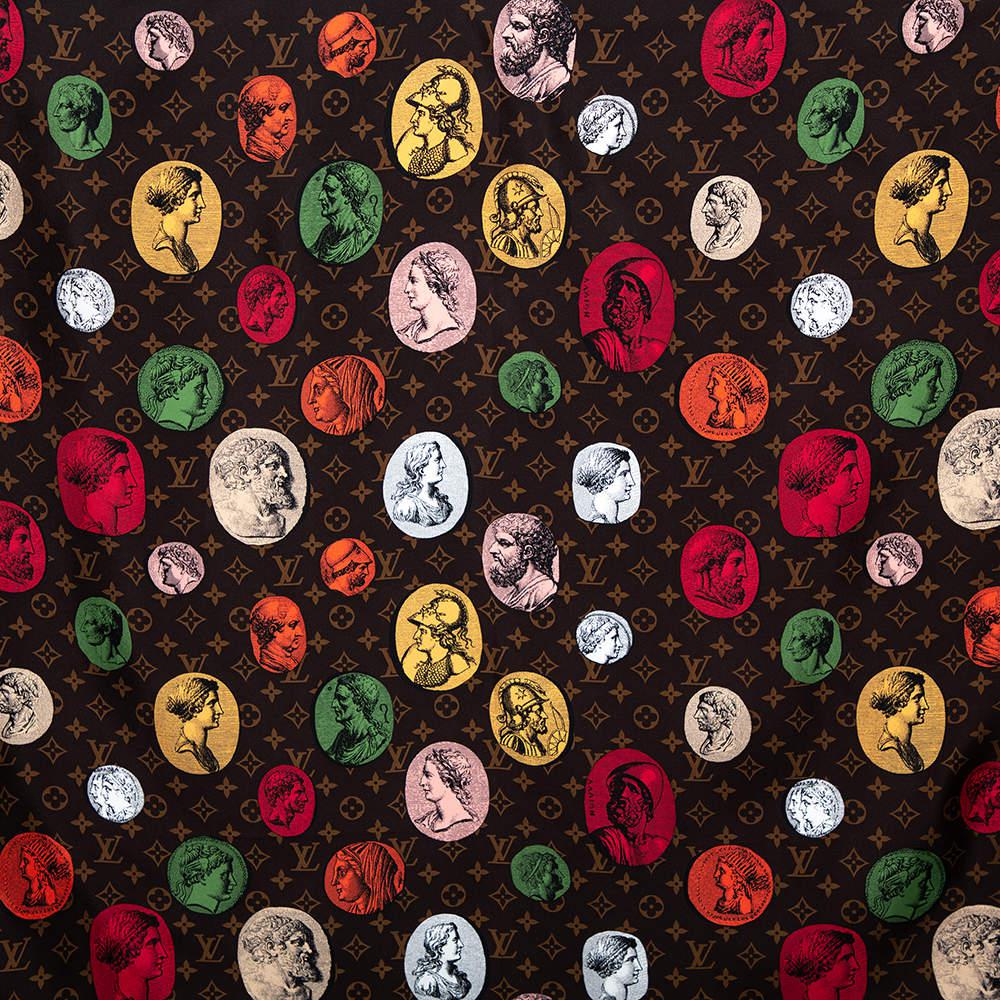 Louis Vuitton X Fornasetti Brown Monogram Silk Cameo Square Scarf商品第3张图片规格展示