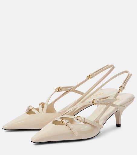 サンダル・ミュール Miu Miu Brogue Brushed Leather Slingbacks Miu Miu Women's' Leather Brogue Slingback T-Strap Pumps in