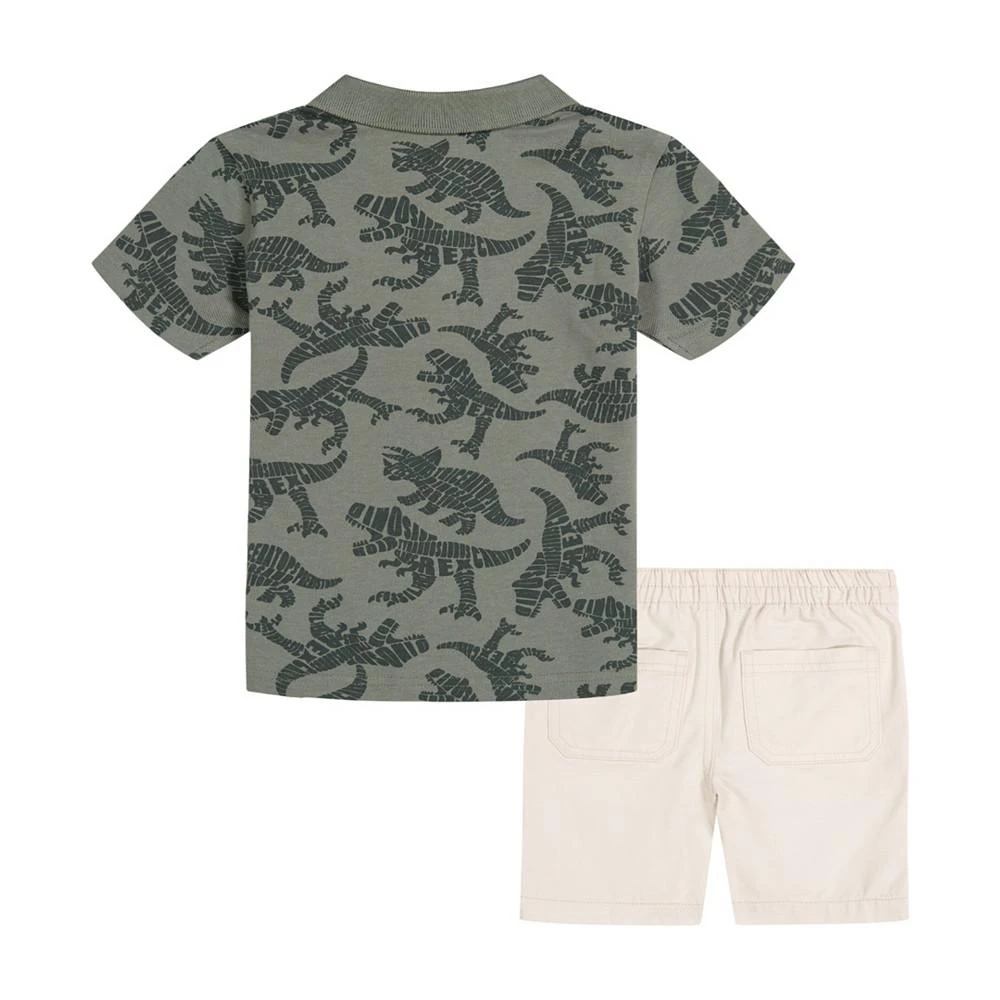 商品KIDS HEADQUARTERS|Toddler Boys Printed Pique Polo Shirt and Twill Shorts, 2 Piece Set,价格¥126,第2张图片详细描述