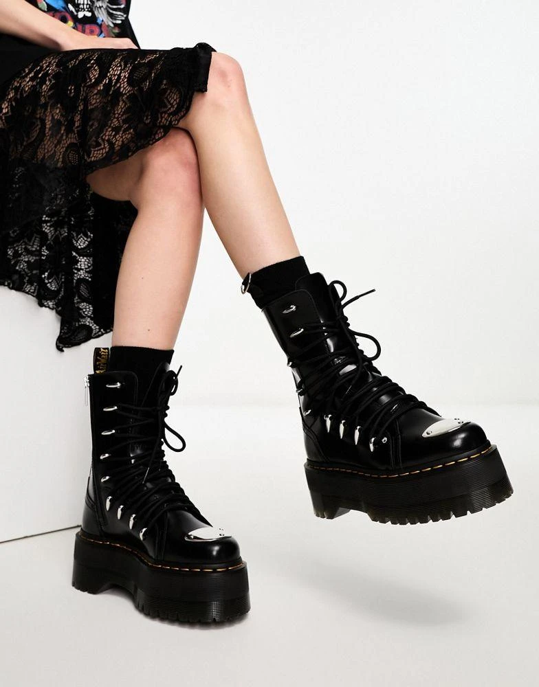 商品Dr. Martens|Dr Martens Jadon platform hi ltt max 10 eye boots in black buttero leather,价格¥1883,第2张图片详细描述