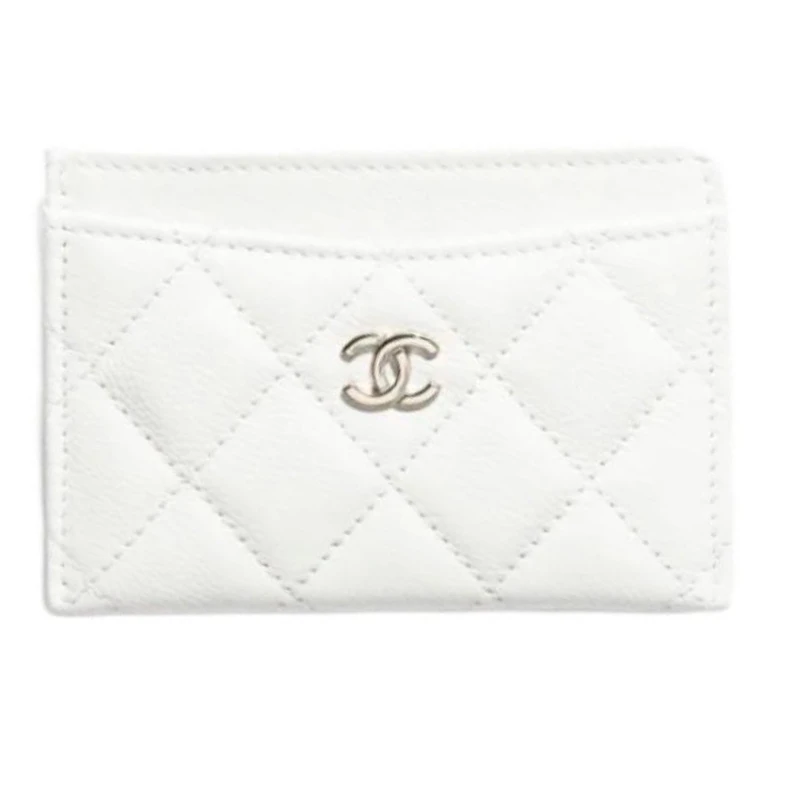 商品[国内直发] Chanel|香奈儿 25C 品牌徽标经典菱格纹绗缝 粒面牛皮 卡包 女款 白色,价格¥5922,第1张图片