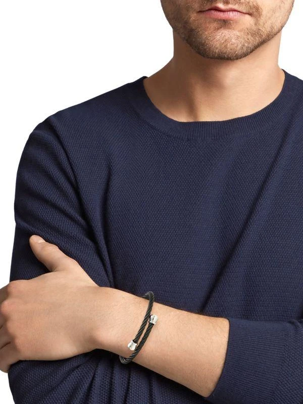 商品ALOR|18K White Gold & Stainless Steel Cuff Bracelet,价格¥678,第3张图片详细描述