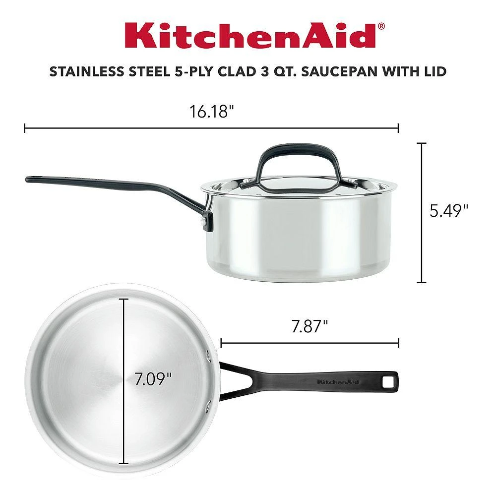 5 Ply Stainless Steel 3 Qt Saucepan and Lid 商品