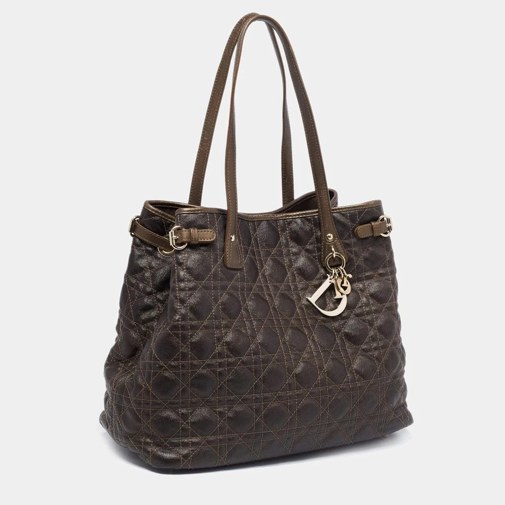 商品[二手商品] Dior|Dior Metallic Brown Cannage Coated Canvas Medium Panarea Tote,价格¥3598,第3张图片详细描述