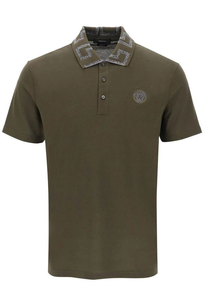 商品Versace|Versace taylor fit polo shirt with greca collar,价格¥2794,第1张图片