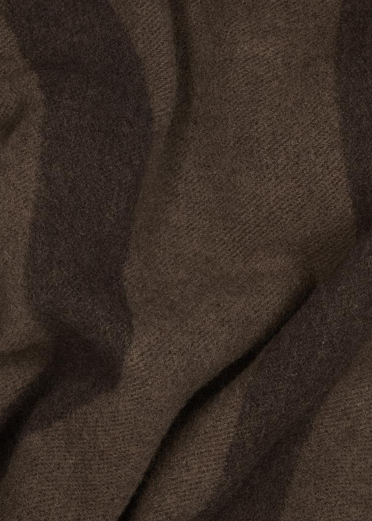 Brown logo-jacquard wool scarf商品第3张图片规格展示