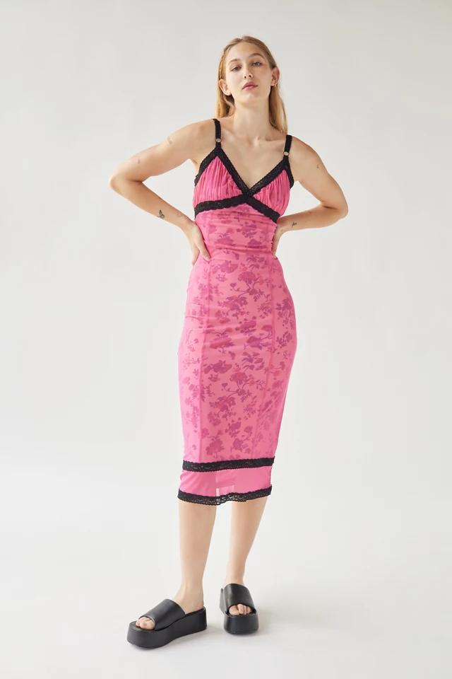 UO Olivia Mesh Lace-Trim Midi Dress商品第2张图片规格展示