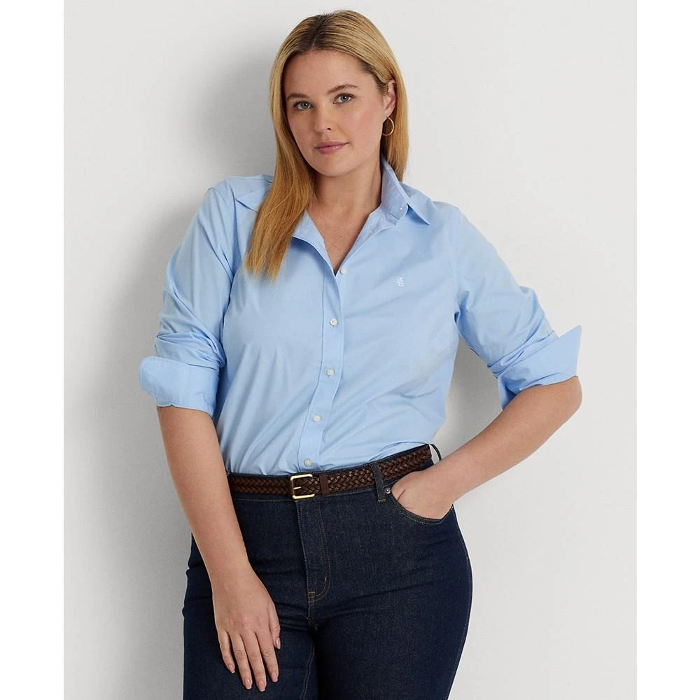 商品Ralph Lauren|Plus-Size Easy Care Cotton Shirt,价格¥680,第5张图片详细描述