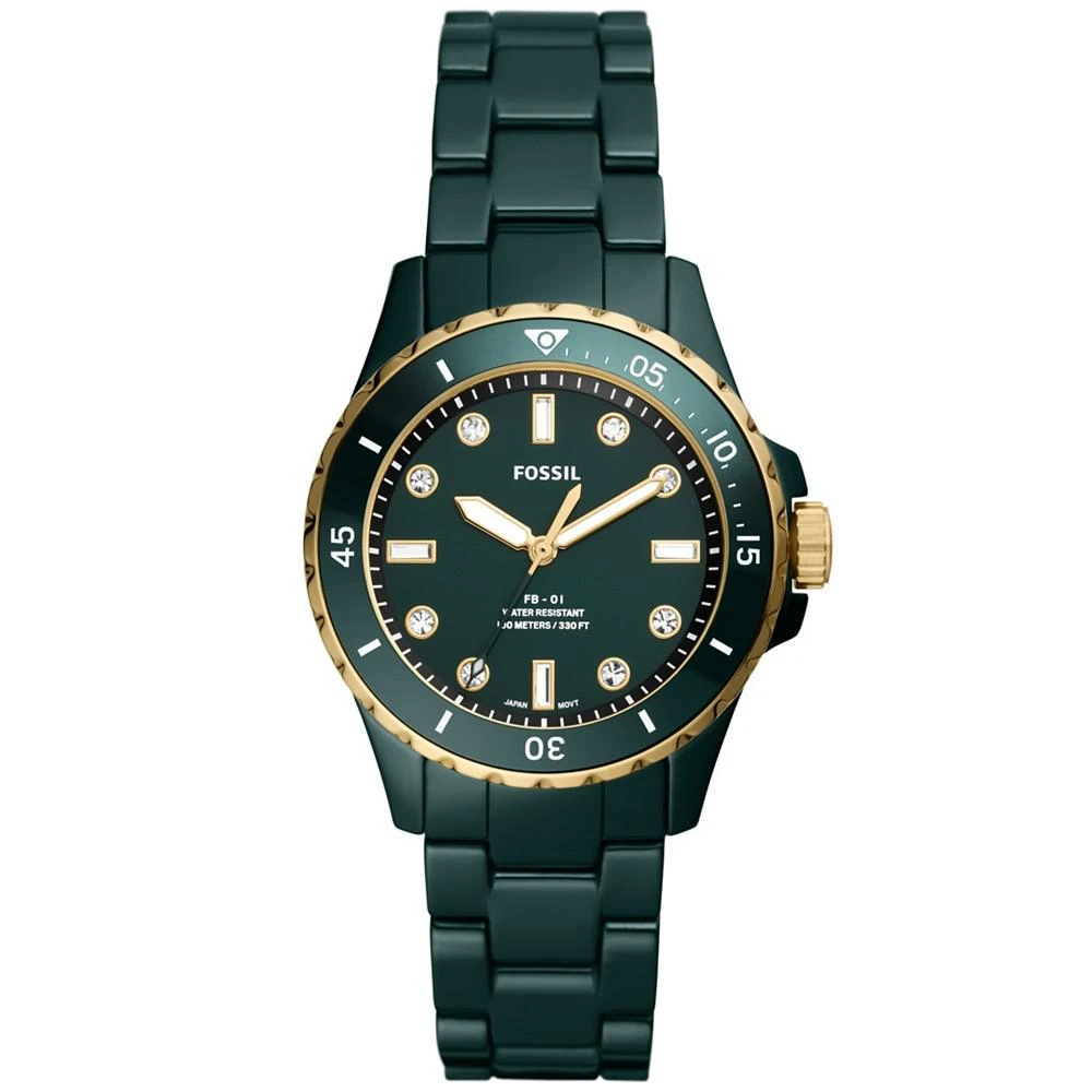 商品Fossil|Women's Fb-01 Three-Hand Green Ceramic Bracelet Watch, 36mm,价格¥1402,第1张图片