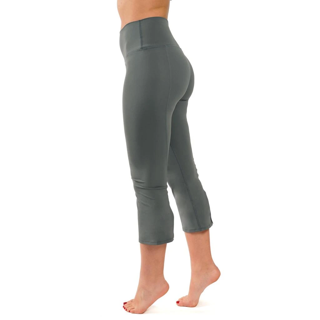 商品90 Degree by Reflex|Yogalicious by Reflex Women's Nude Tech Elastic Free High Waist Flare Yoga Capri with Front Splits,价格¥54,第5张图片详细描述