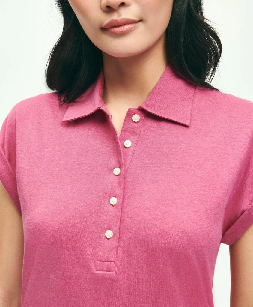 商品Brooks Brothers|Linen-Cotton Blend Cap-Sleeve Polo Shirt,价格¥231,第4张图片详细描述