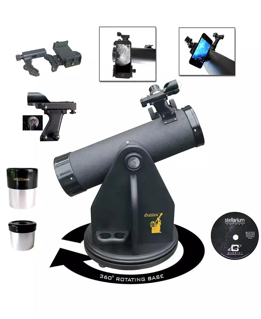 商品Galileo|500mm x 80mm Table Top Dobsonian Telescope Kit with Smartphone Adapter,价格¥3207,第1张图片