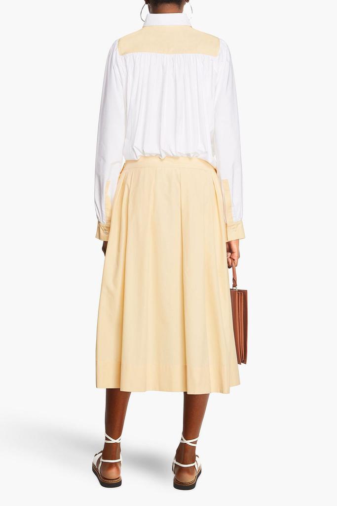 Pleated cotton-poplin midi shirt dress商品第1张图片规格展示