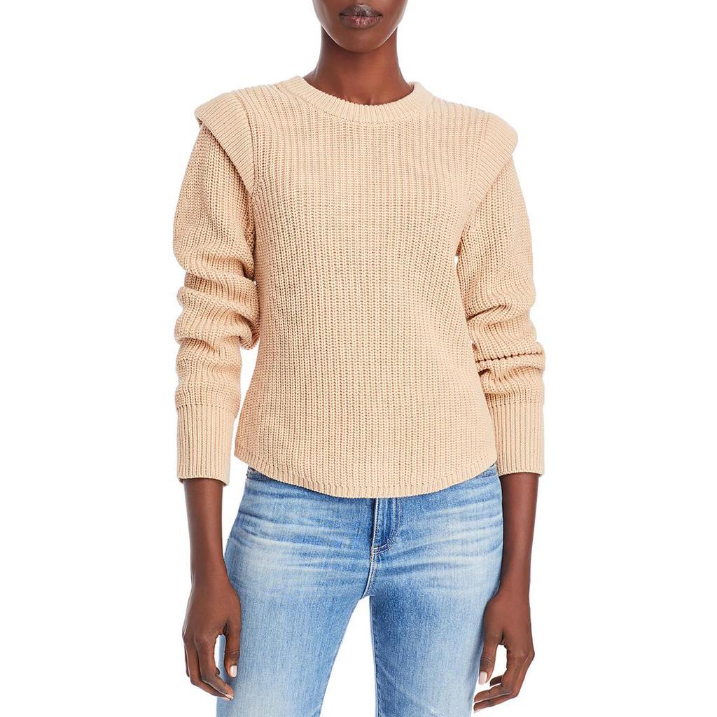 商品AQUA|Aqua Womens Cotton Ribbed Crewneck Sweater,价格¥150,第3张图片详细描述