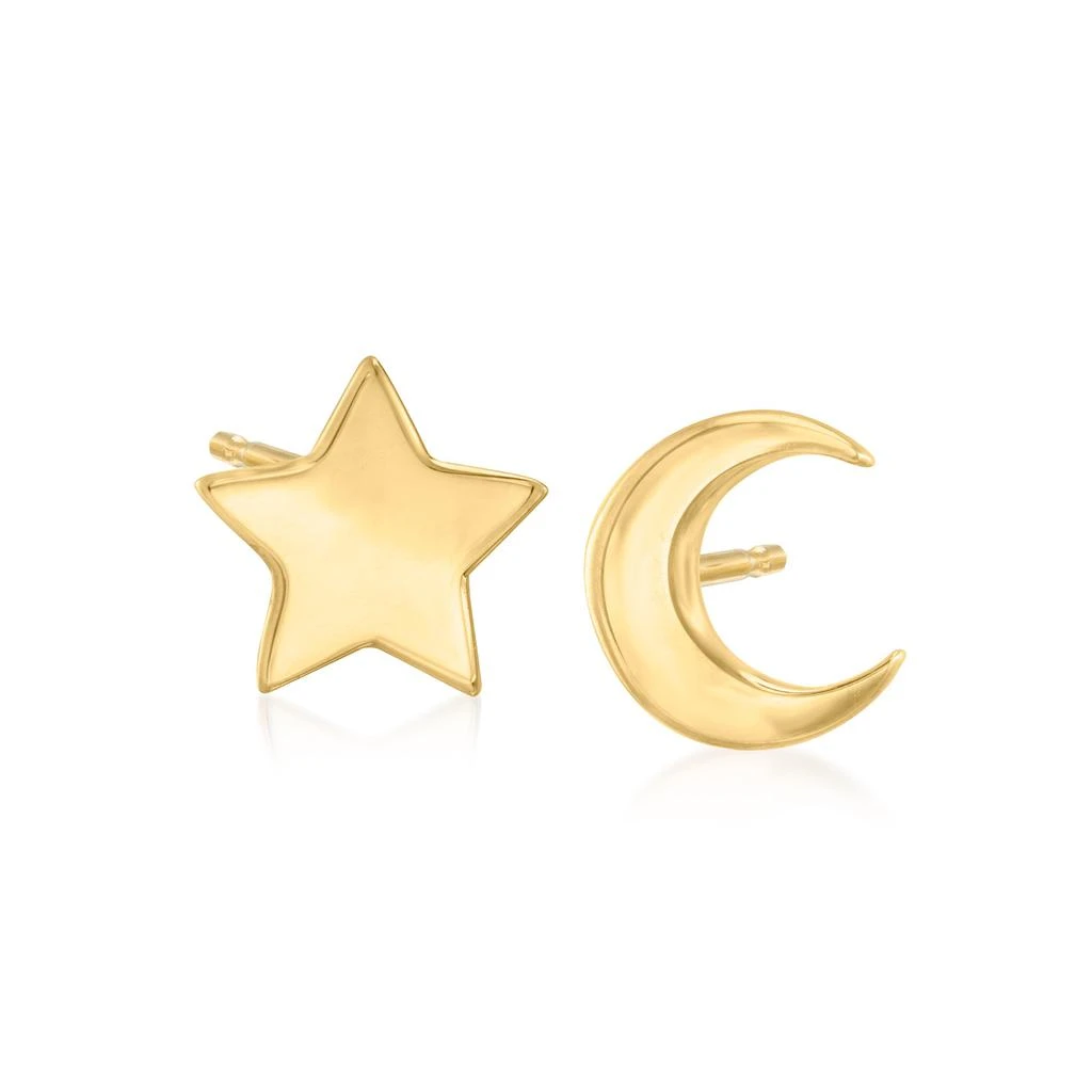 商品Ross-Simons|Ross-Simons 14kt Yellow Gold Star and Moon Mismatched Stud Earrings,价格¥945,第1张图片