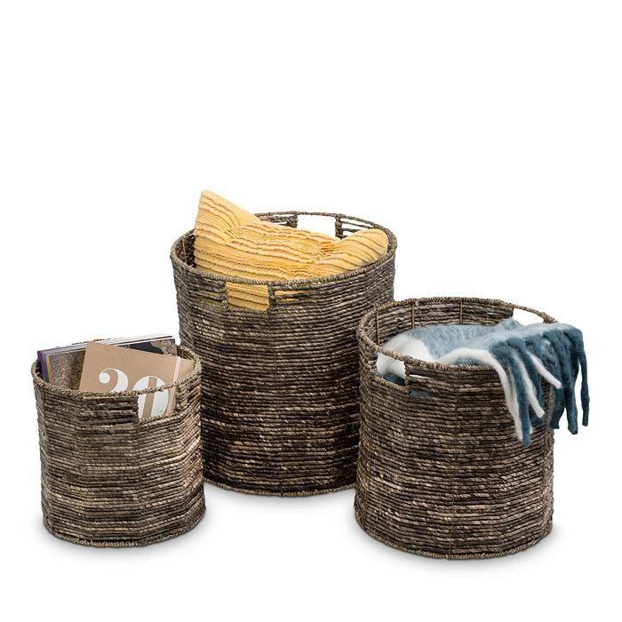 商品Honey Can Do|Coastal Collection Nesting Storage Bins with Grab Handles, Set of 3, Brown Maize,价格¥625,第2张图片详细描述