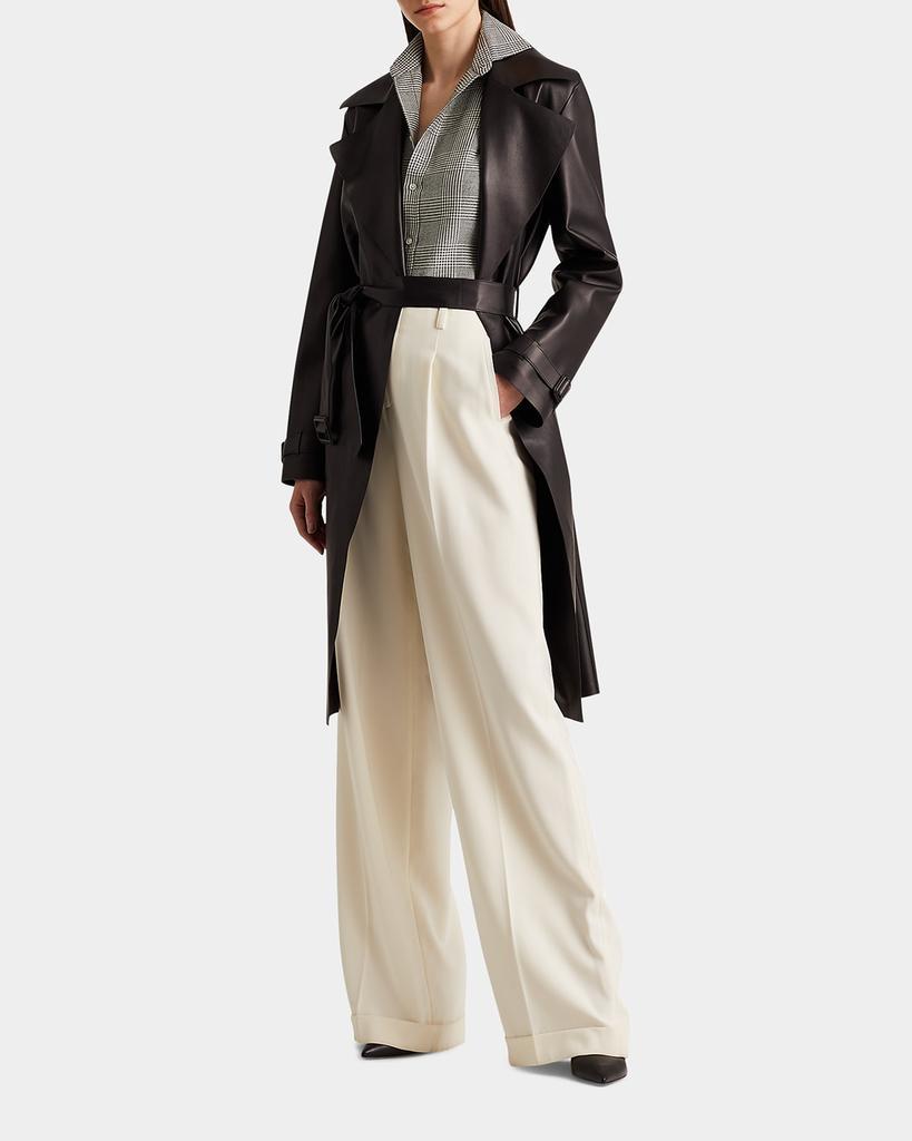 商品Ralph Lauren|Ainsley Leather Belted Wrap Coat,价格¥43208,第4张图片详细描述