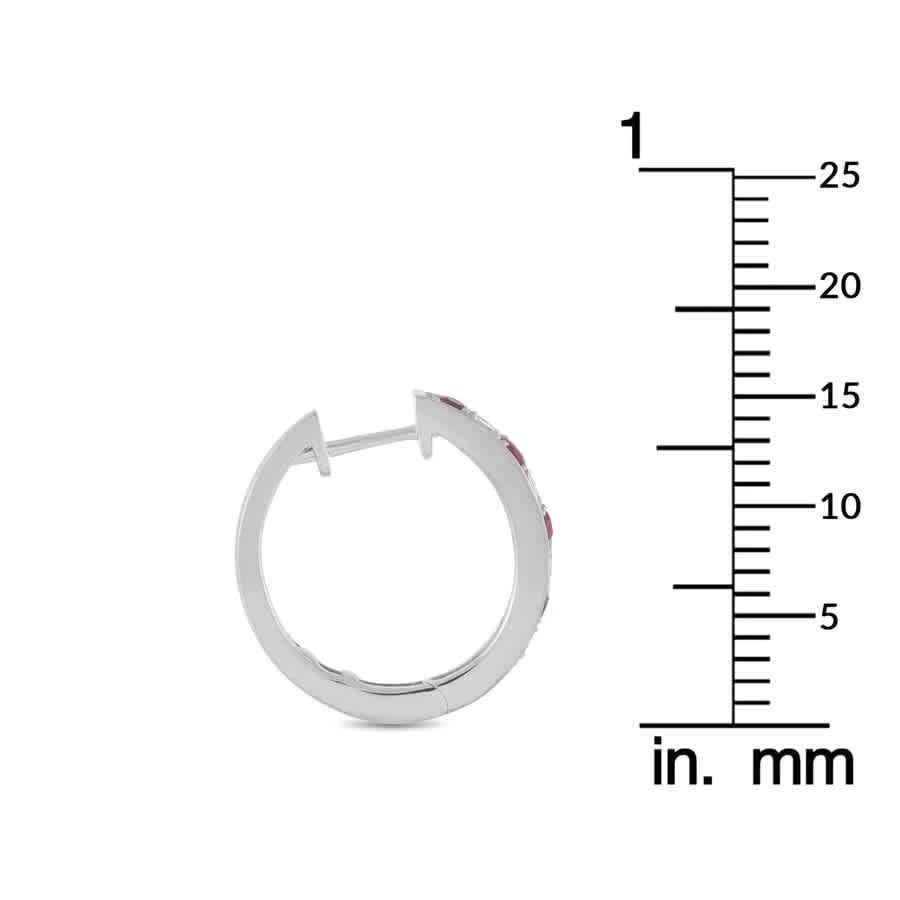 商品LB Exclusive|14K White Gold 0.25 ct Diamond and 0.42 ct Ruby Hoop Earrings,价格¥6694,第3张图片详细描述