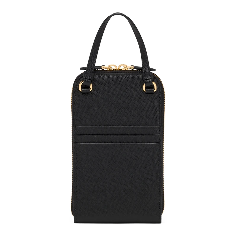 PRADA/普拉达 22新款 女士mini黑色saffiano皮革珐琅徽标配手柄拆卸调节肩带拉链开合单肩斜挎手提包1BP027_NZV_F0002_V_YM1 商品