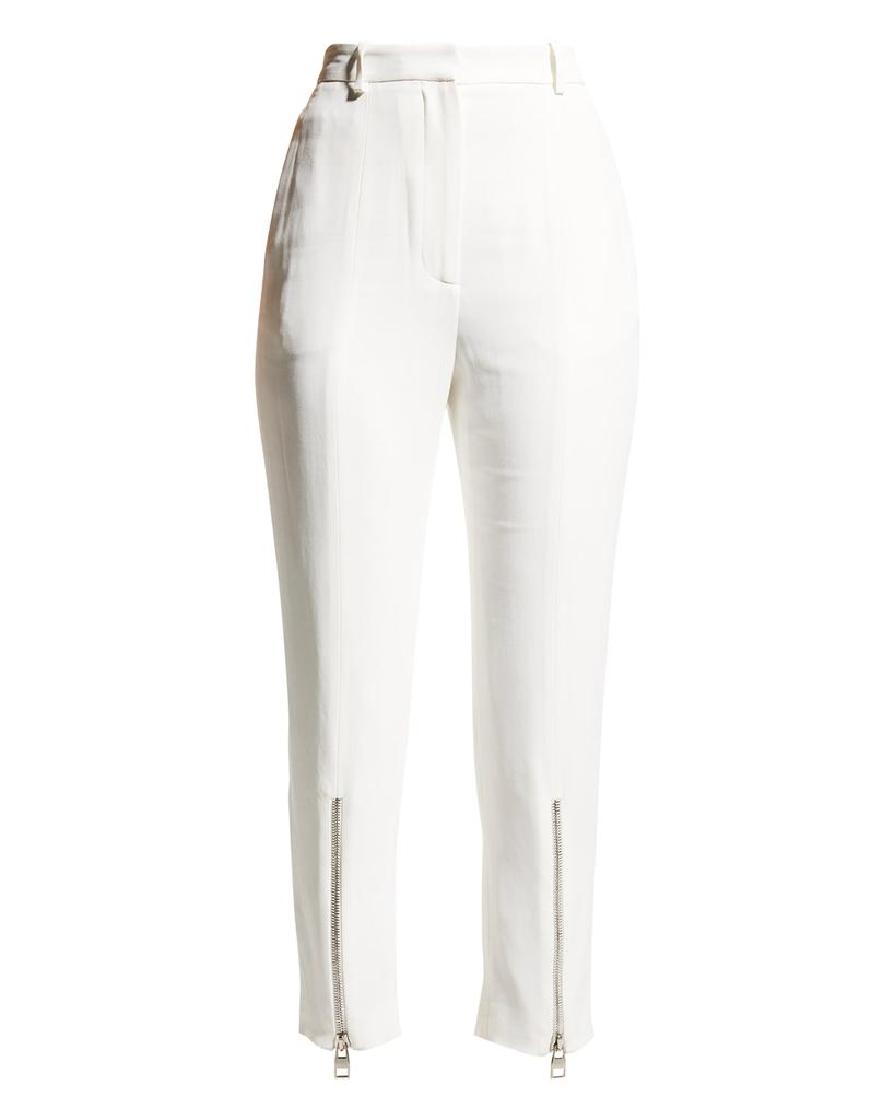 Zip Hem Straight-Leg Tailored Crop Pants商品第2张图片规格展示