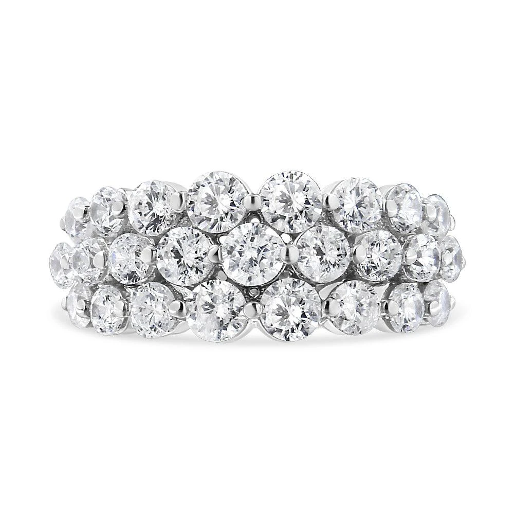 商品Haus of Brilliance|10K White Gold 2 1/2 Cttw Round Natural Diamond 3 Row Band Ring,价格¥28870,第1张图片