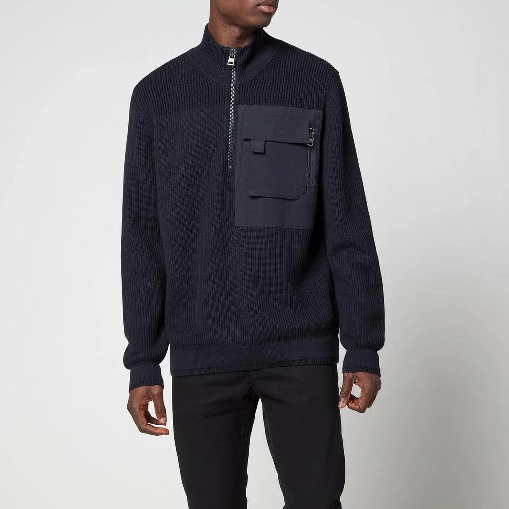 商品Hugo Boss|HUGO Men's Squato Quarter Zip Jumper - Navy,价格¥602,第1张图片