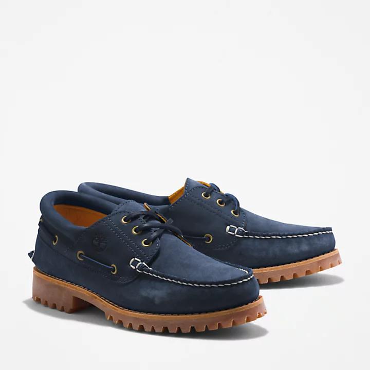 Timberland® 3-Eye Lug Handsewn Boat Shoe for Men in Navy商品第4张图片规格展示