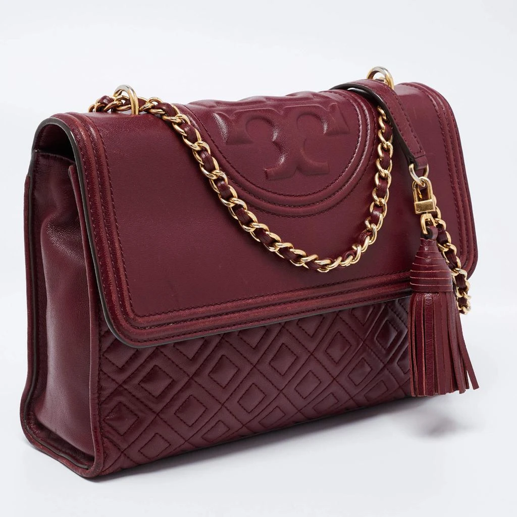 商品[二手商品] Tory Burch|Tory Burch Burgundy Quilted Leather Large Fleming Shoulder Bag,价格¥1541,第3张图片详细描述