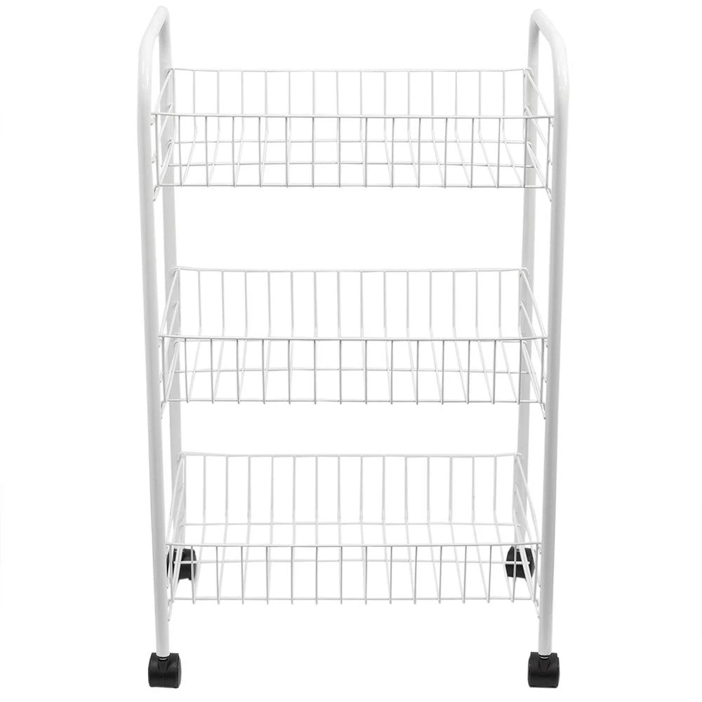 商品Home Basics|Home Basics Multi-Purpose Rolling Metal Kitchen Trolley, White,价格¥190,第2张图片详细描述