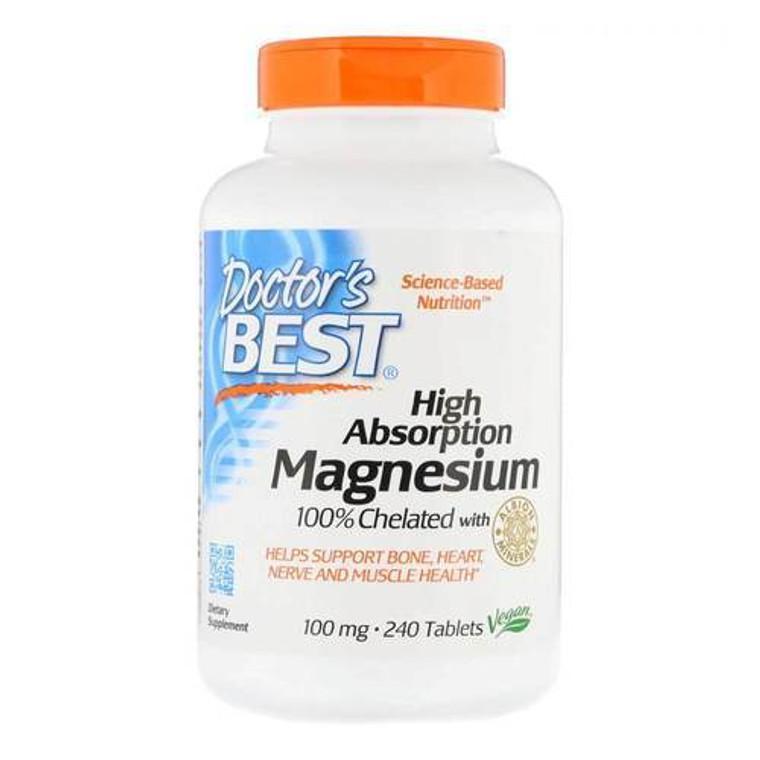 商品Doctors Best Vitamins|Doctors Best High Absorption Magnesium 100% Chelated Tablets, 120 Ea,价格¥77,第1张图片