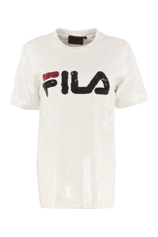 Fila Allover Sequin Logo Embellished Crewneck T-Shirt商品第1张图片规格展示