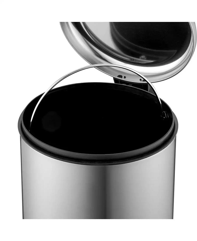 商品QualiaZero|Two 1.6 Gallon Round Step On Trash Can Set, 2 Pieces, Stainless Steel, Twin Pack,价格¥195,第5�张图片详细描述
