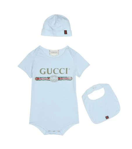 商品Gucci|Cotton bodysuit, bib and hat set,价格¥2399,第1张图片