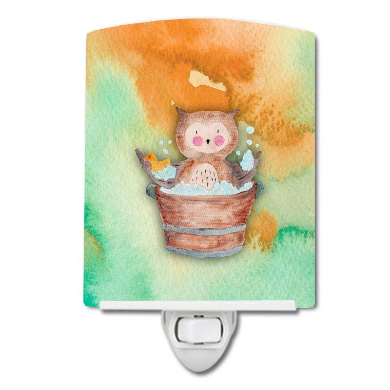 商品Caroline's Treasures|Owl Bathing Watercolor Ceramic Night Light,价格¥204,第1张图片