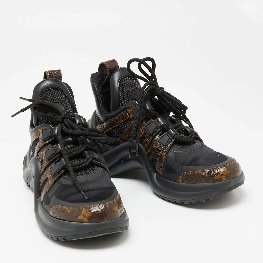 商品[二手商品] Louis Vuitton|Louis Vuitton Brown/Black Leather And Monogram Canvas LV Archlight  Sneakers Size 37.5,价格¥5808,第4张图片详细描述