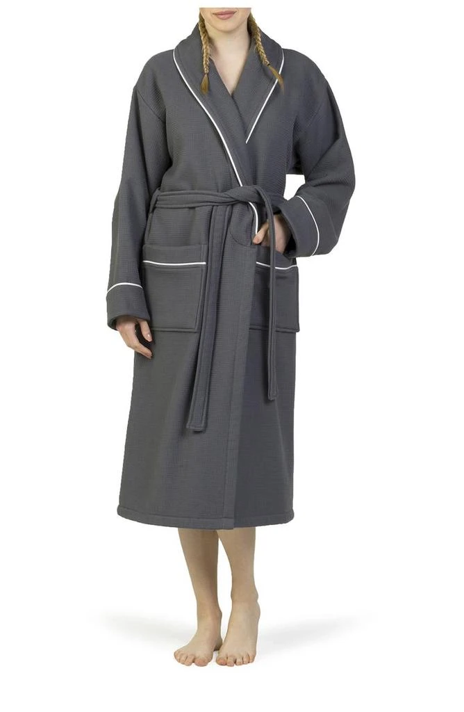 商品Linum Home Textiles|Hotel Collection Satin Piped Trim Waffle Terry Bathrobe,价格¥648,第2张图片详细描述