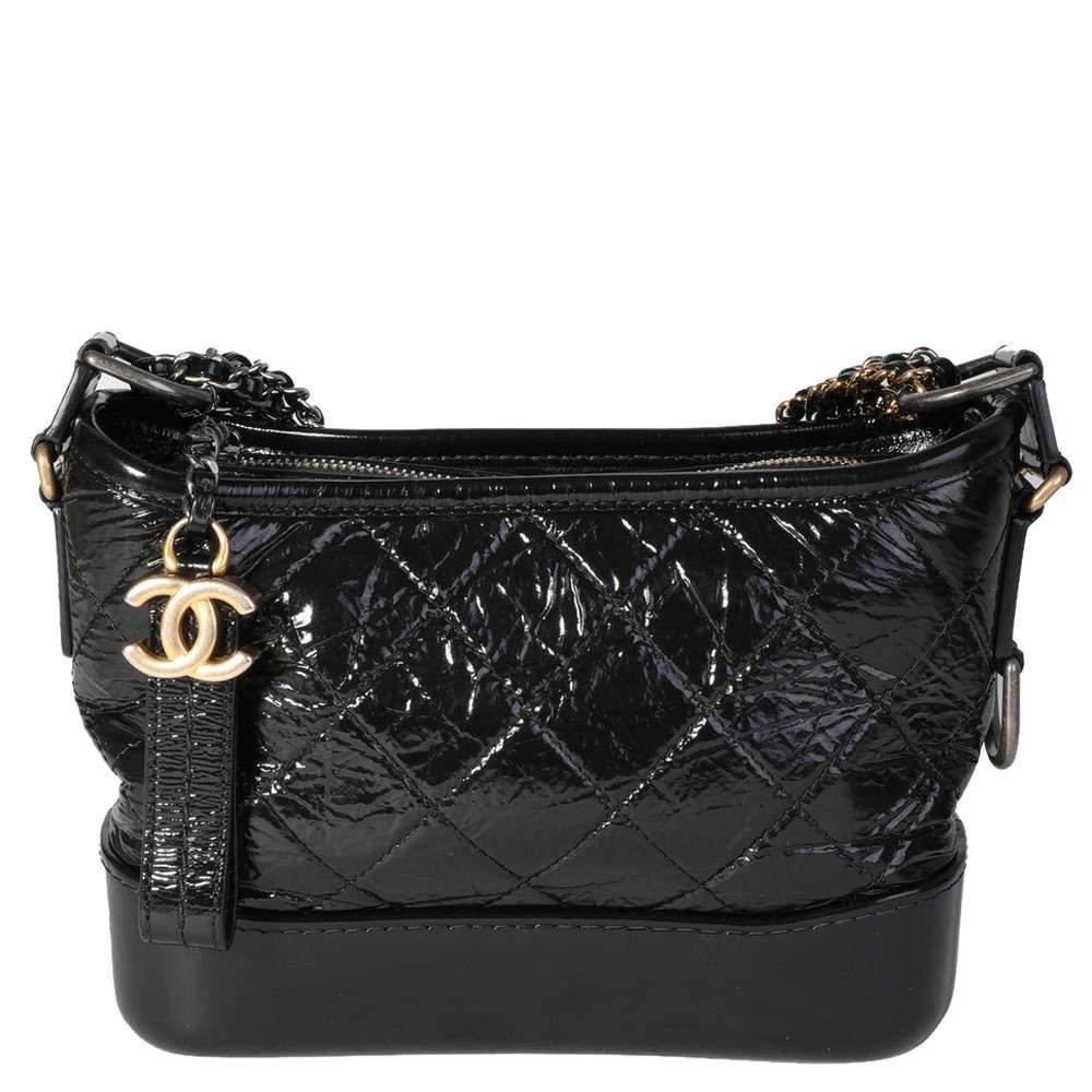 商品[二手商品] Chanel|Chanel Black Aged Patent Calfskin Leather Small Gabrielle Hobo Bag,价格¥35653,第1张图片