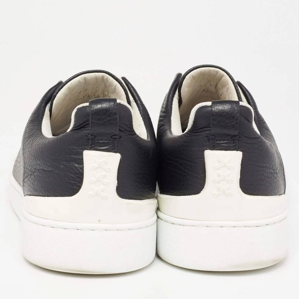 商品[二手商品] Zegna|Ermenegildo Zegna Black/Navy Blue Leather and Suede Triple Stitch Slip-On Sneakers Size 40,价格¥2512,第5张图片详细描述