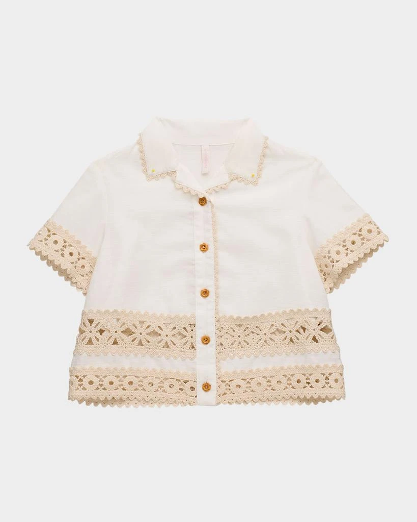 商品Zimmermann|Girl's Wylie Scallop Trim Shirt, Size 4-12,价格¥1360,第1张图片