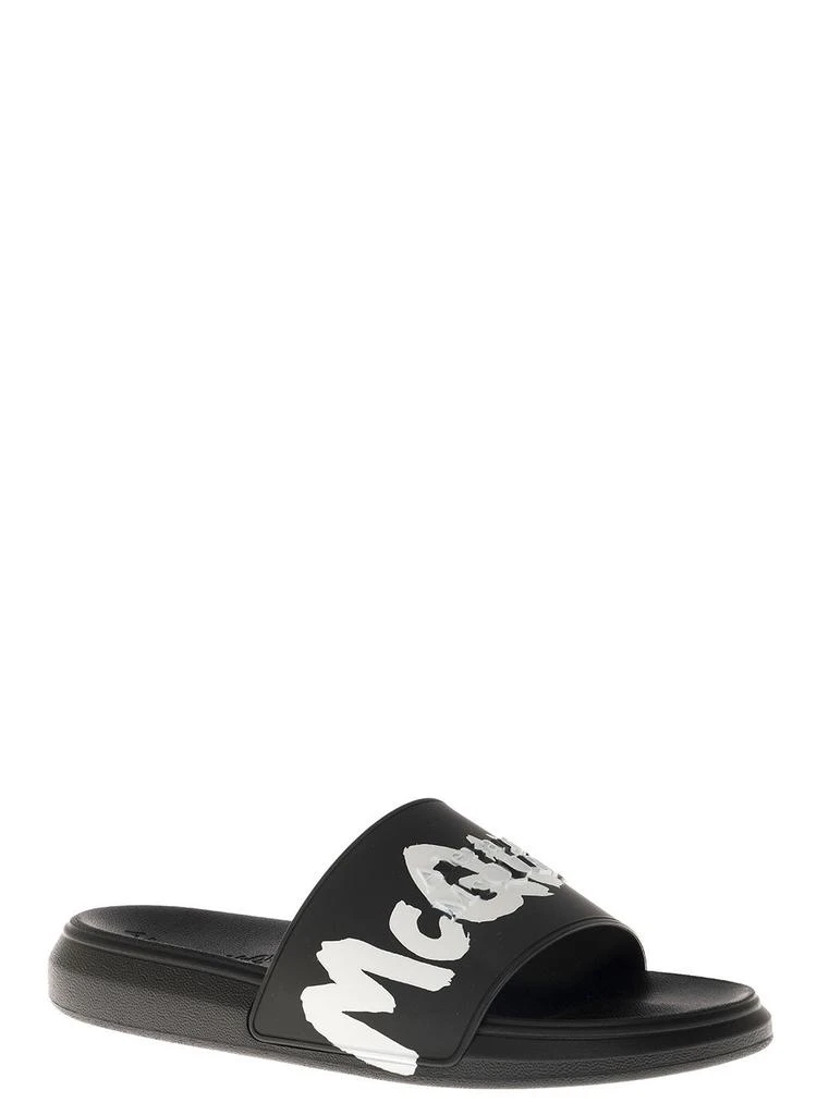 商品Alexander McQueen|Alexander Mcqueen Man's Black Rubber Slide Sandals with Logo,价格¥2061,第2张图片详细描述