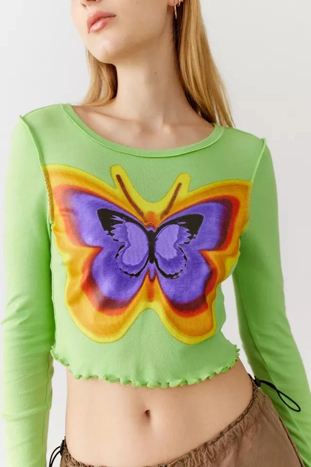 商品Urban Outfitters|UO Fawn Butterfly Fitted Long Sleeve Tee,价格¥113,第4张图片详细描述