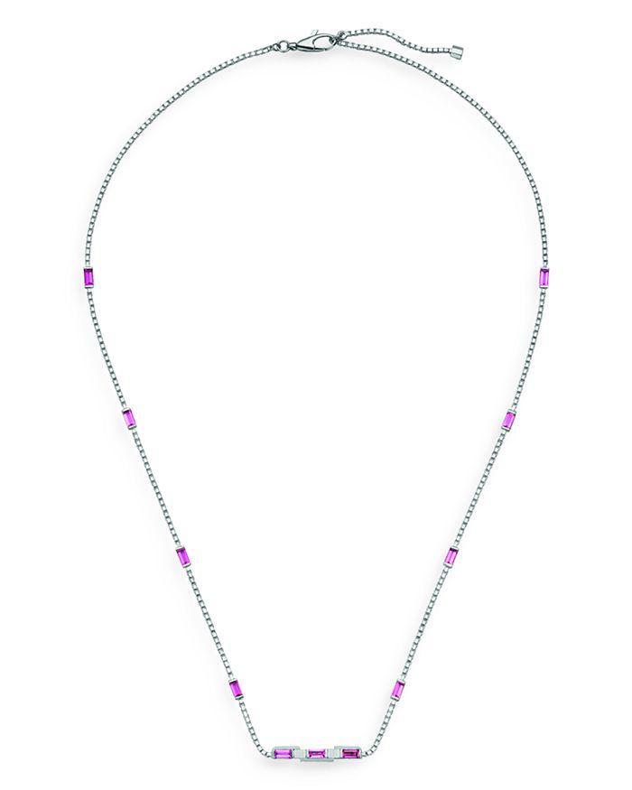 商品Gucci|18K White Gold Link to Love Rubellite Box Link Collar Necklace, 16.5-17.5",价格¥31726,第3张图片详细描述