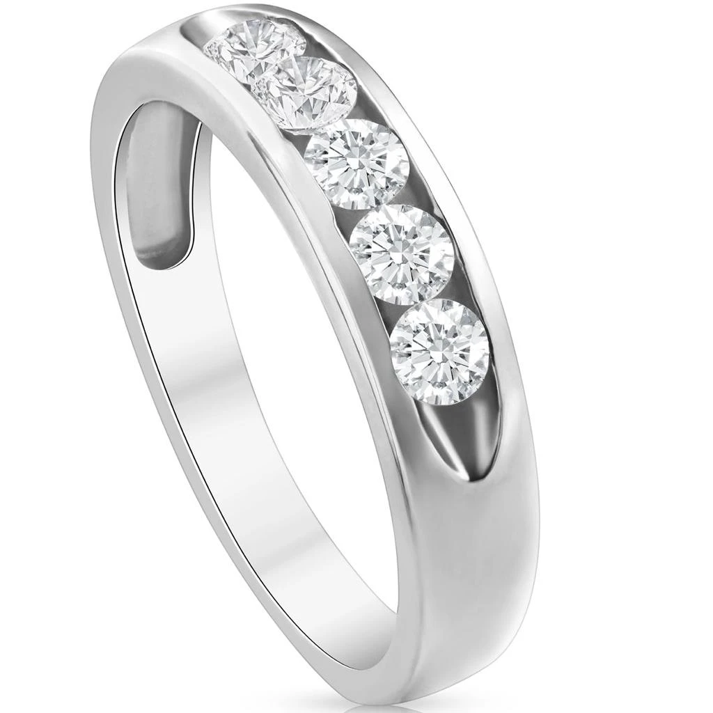 商品Pompeii3|1/2ct Diamond Mens Wedding Ring Channel Set High Polished Band 14K White Gold,价格¥4925,第3张图片详细描述