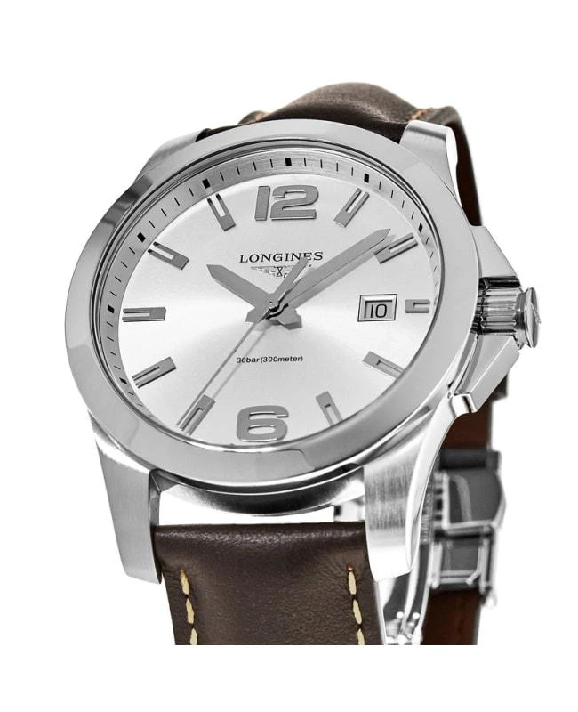 商品Longines|Longines Conquest Quartz Silver Dial Brown Leather Men's Watch L3.759.4.76.5,价格¥5052,第2张图片详细描述