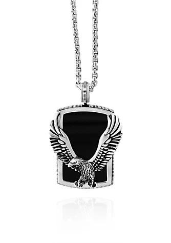 Onyx Eagle Pendant Necklace in Sterling Silver商品第1张图片规格展示