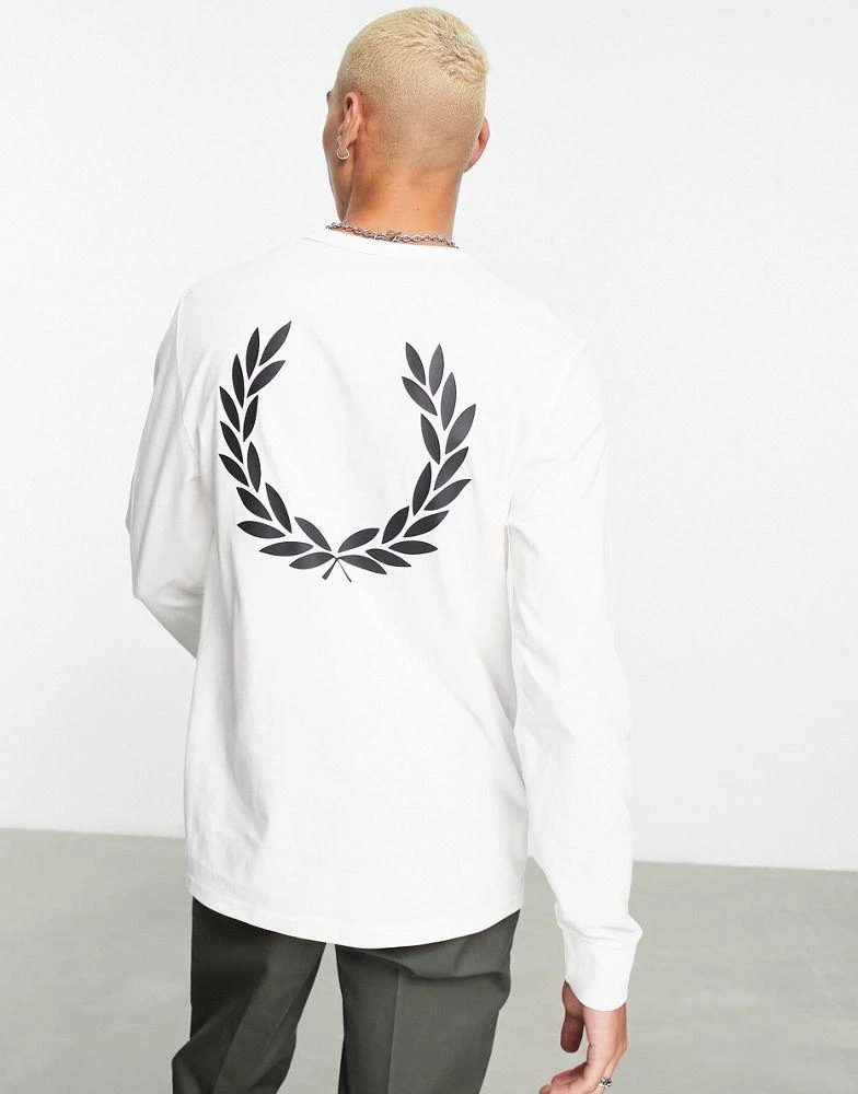 商品Fred Perry|Fred Perry Laurel wreath back print long sleeve top in white,价格¥358,第1张图片