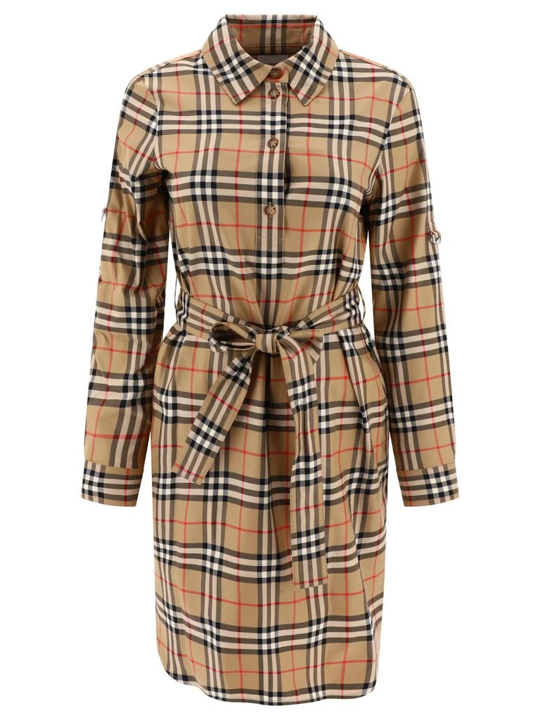 商品Burberry|Check Belted Dress Dresses Beige,价格¥5116,第1张图片