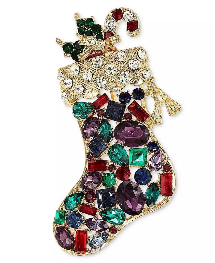 商品Holiday Lane|Gold-Tone Multicolor Mixed Crystal Stocking Pin, Created for Macy's,价格¥98,第1张图片