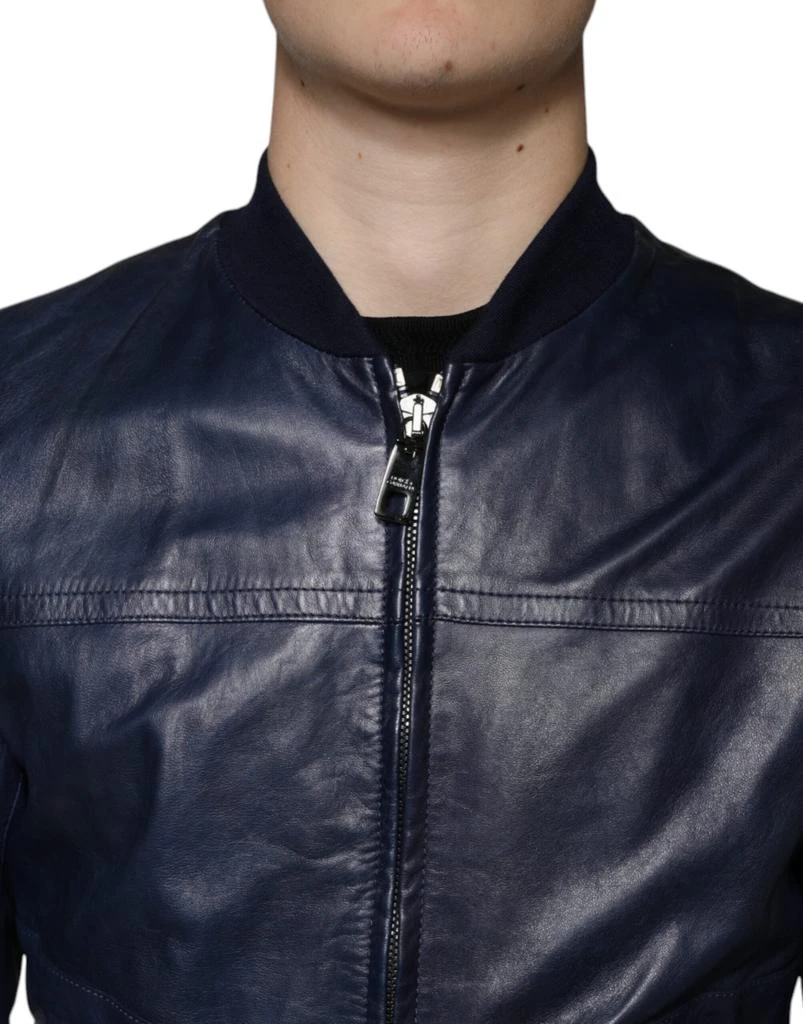 商品Dolce & Gabbana|Lambskin Leather Full Zip Biker Men's Jacket,价格¥10299,第4张图片详细描述